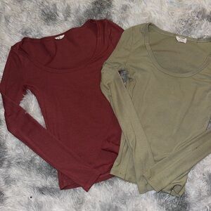 Cotton On Long Sleeve Scoop Neck Ribbed Tops - EUC - XS